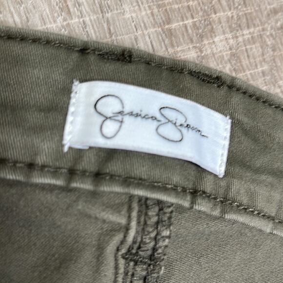 JESSICA SIMPSON Army Green Relaxed Skinny Crop Pants Women’s - Picture 2 of 9